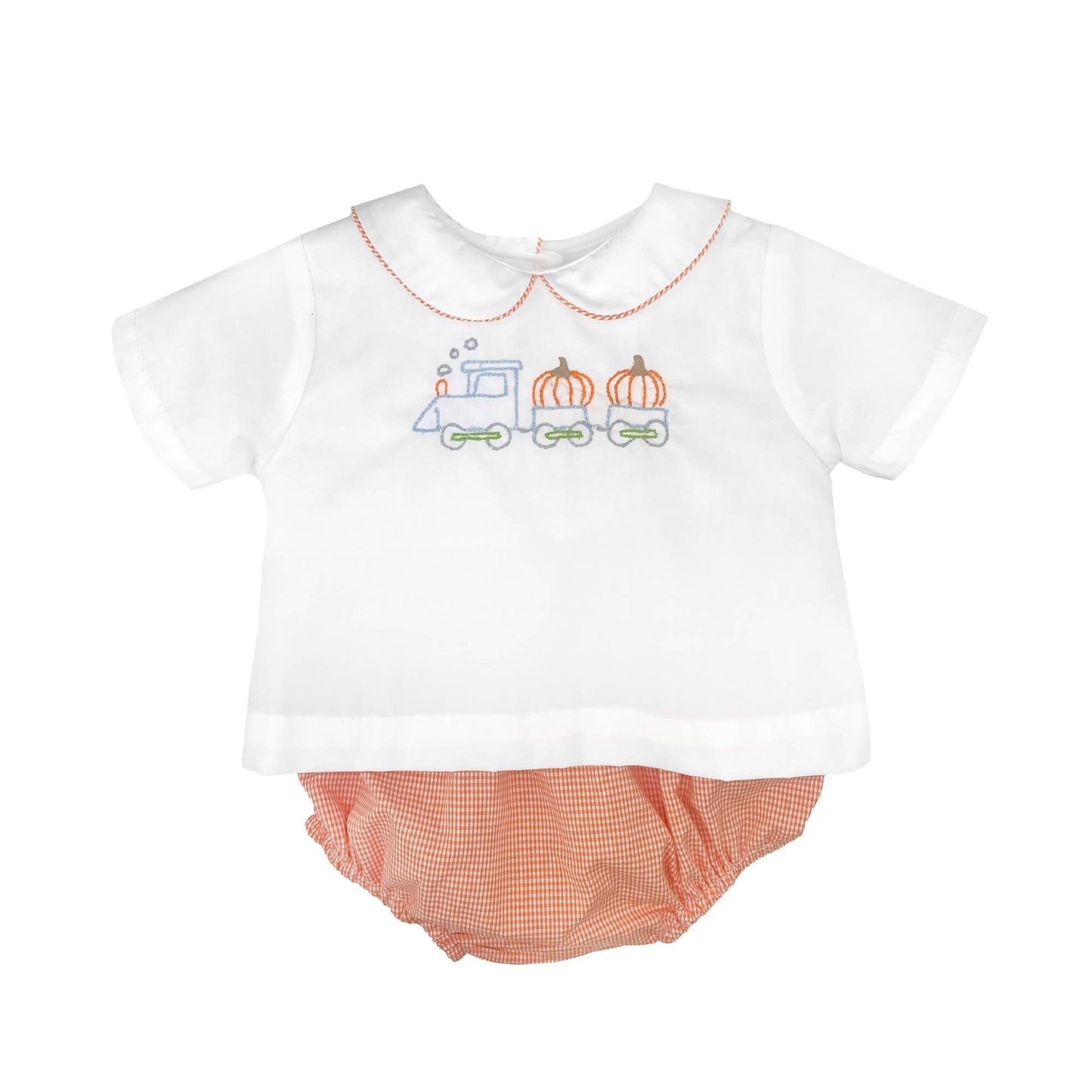 Pumpkin Train Embroidered Diaper Set