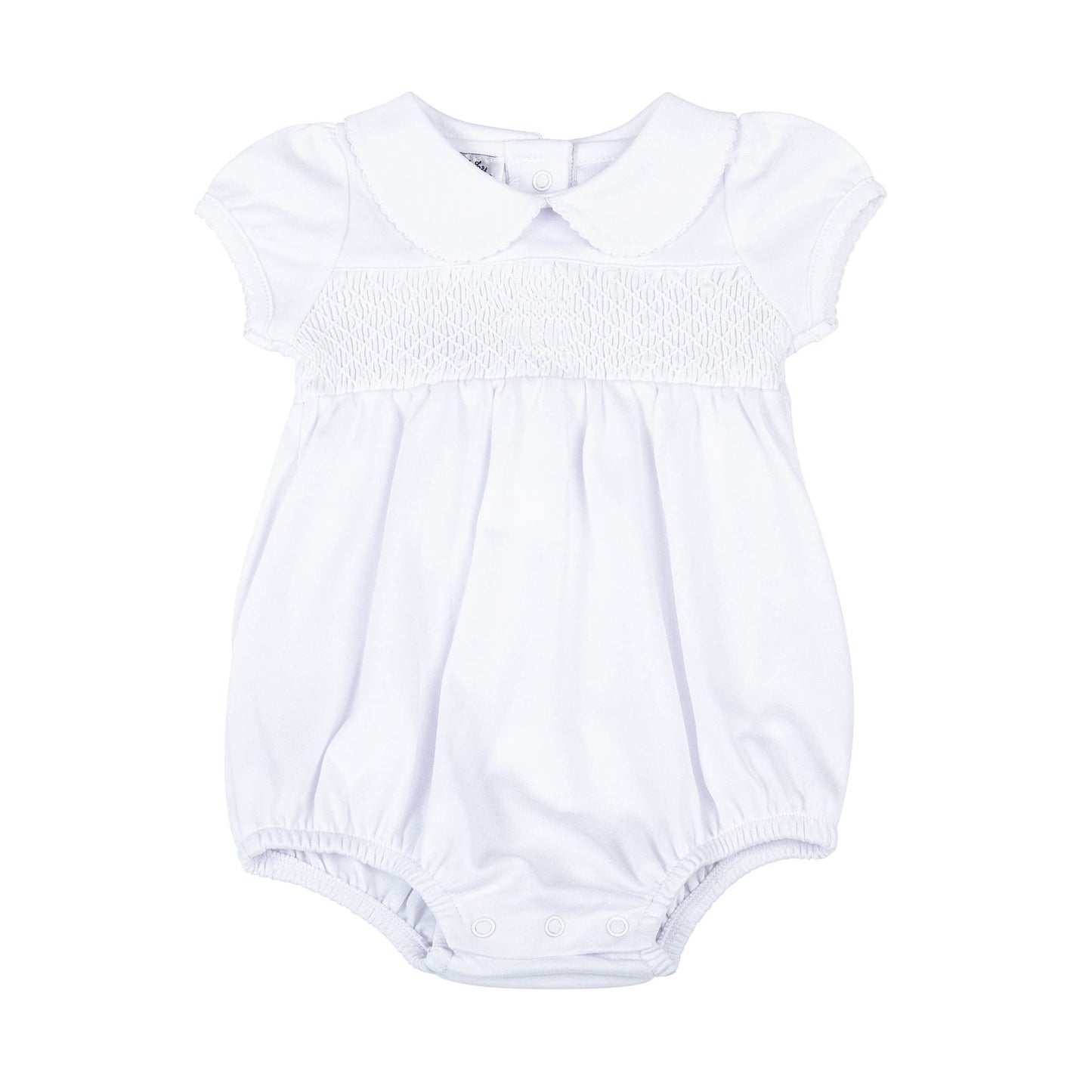 Blessed Smocked Collared S/S Unisex Bubble - White