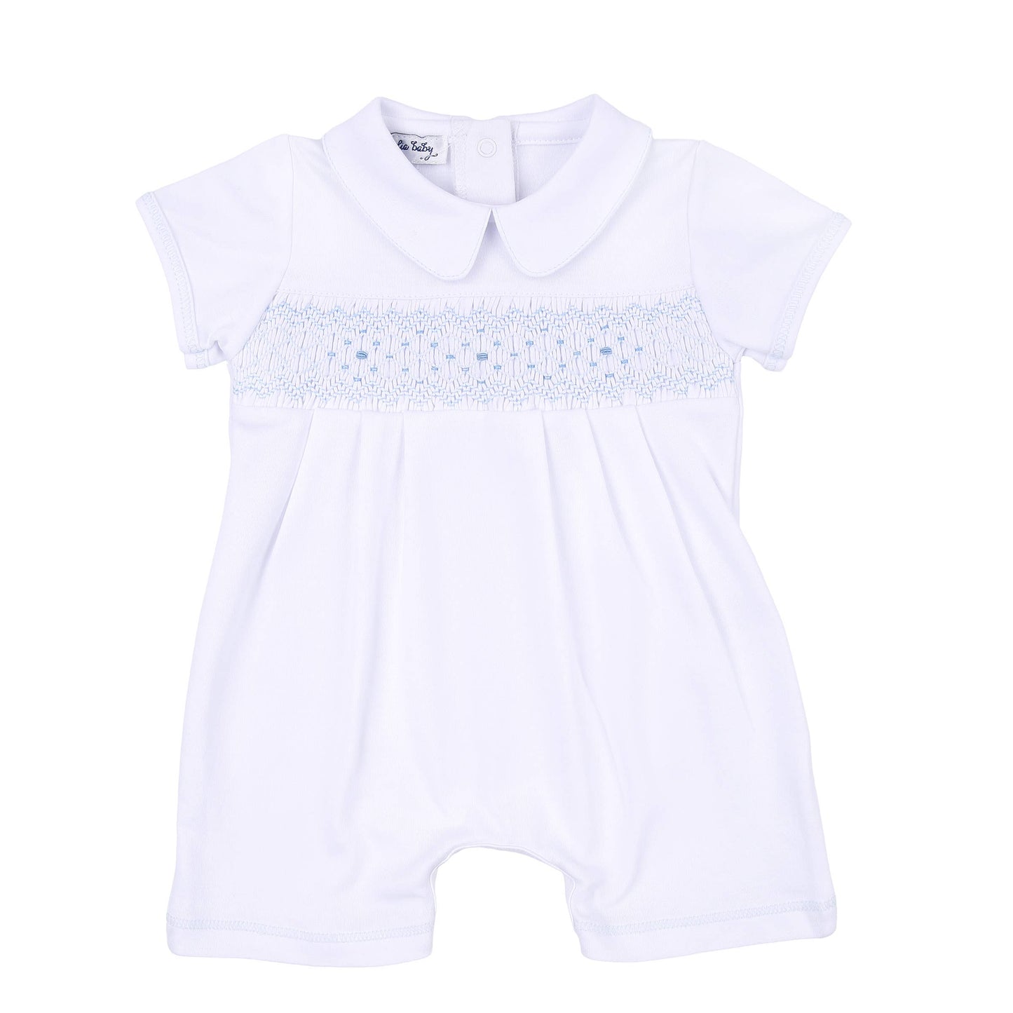 Lily and Lucas Blue Smocked Collared Short Playsuit
