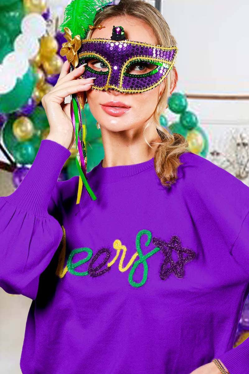 Glitter Letter Detail Sweater Top