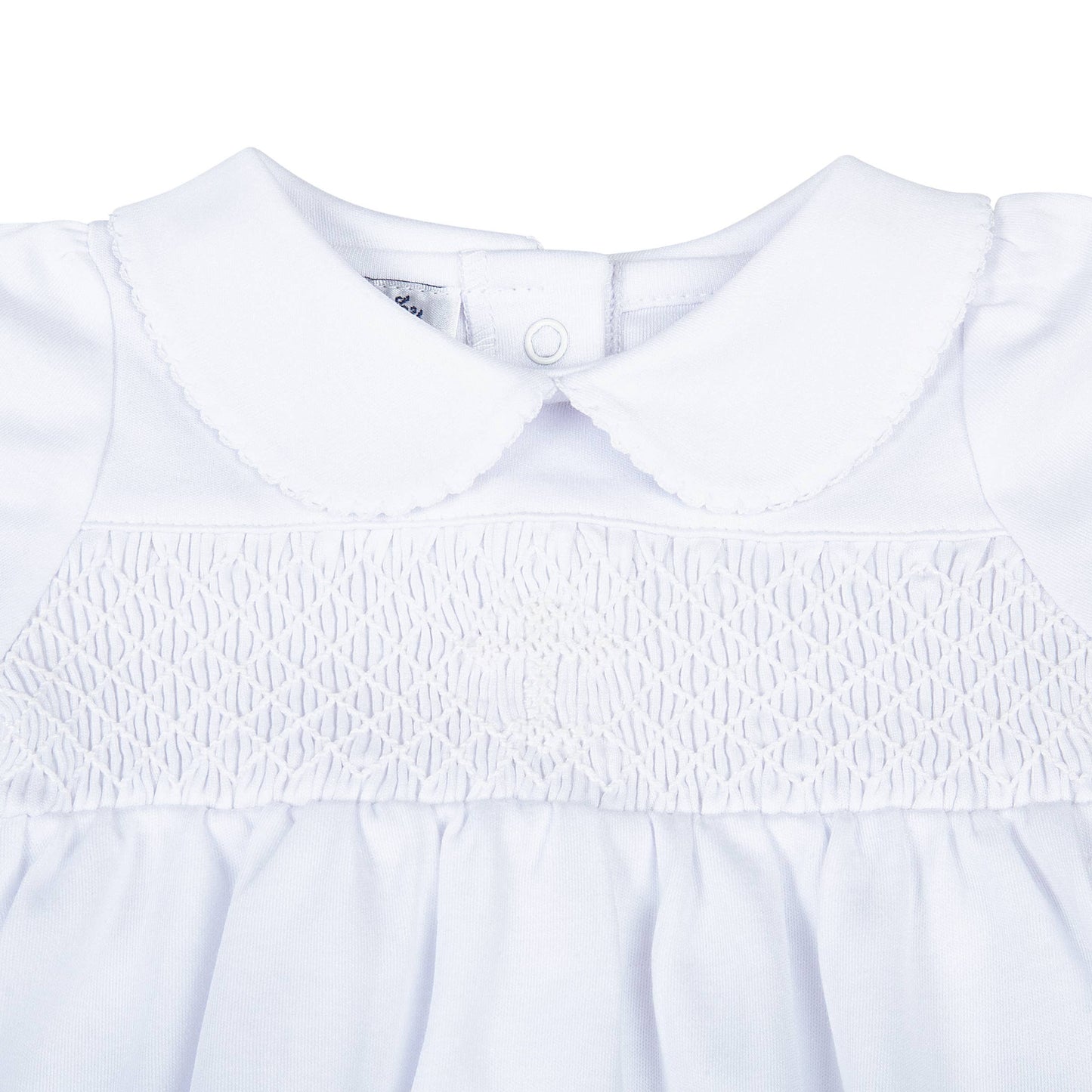 Blessed Smocked Collared S/S Unisex Bubble - White