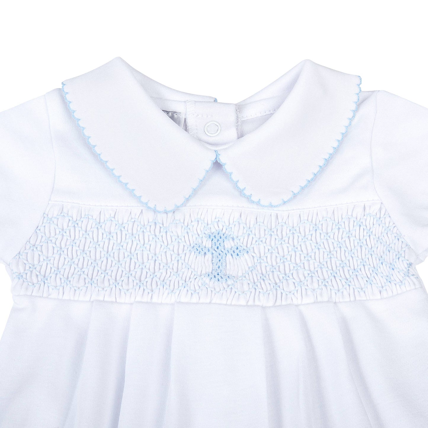 Blessed Smocked Collared S/S Bubble - Blue