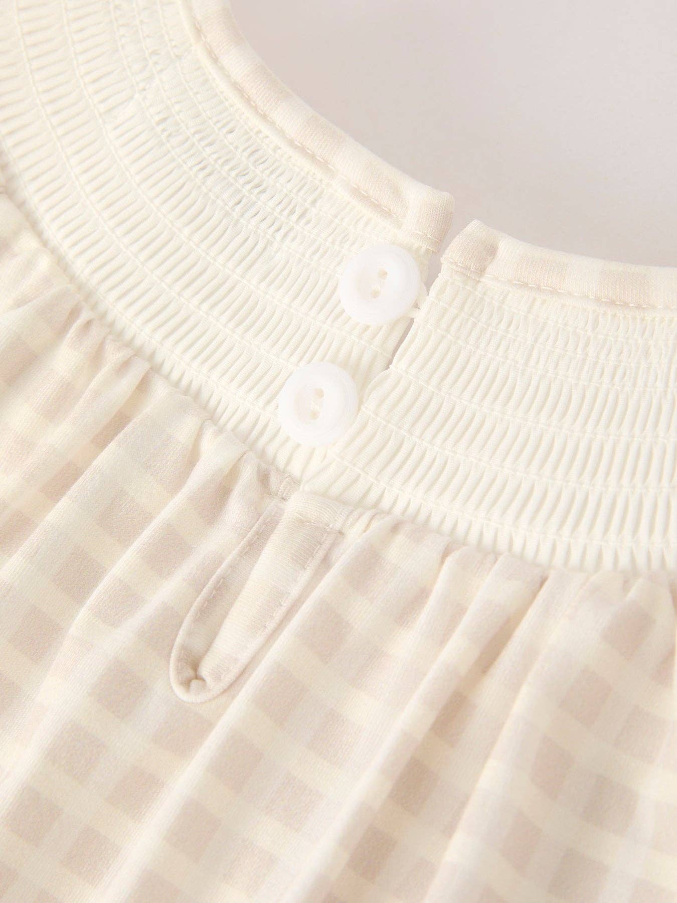 Fall Thanksgiving Apricot Plaid Turkey Embroidery Smocking Baby Girls Dress