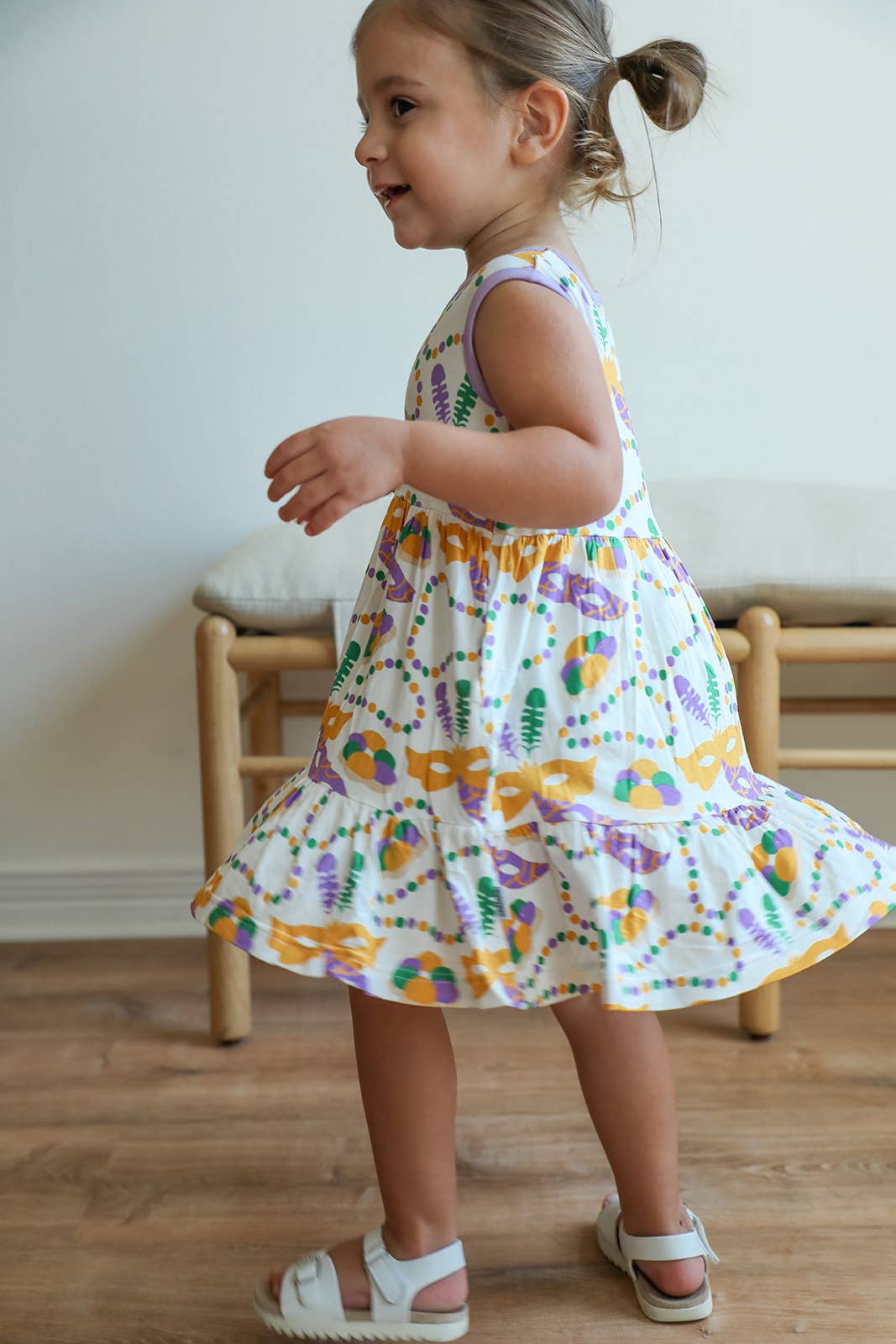 Mardi Gras Bamboo Tiered Twirl Dress - with Pockets