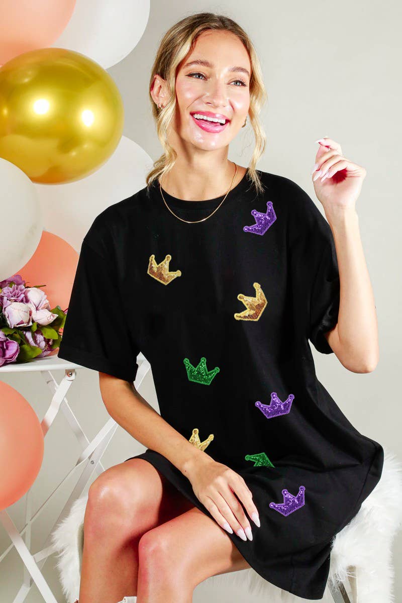 Mardi Gras Crown Sequin Detail Dress