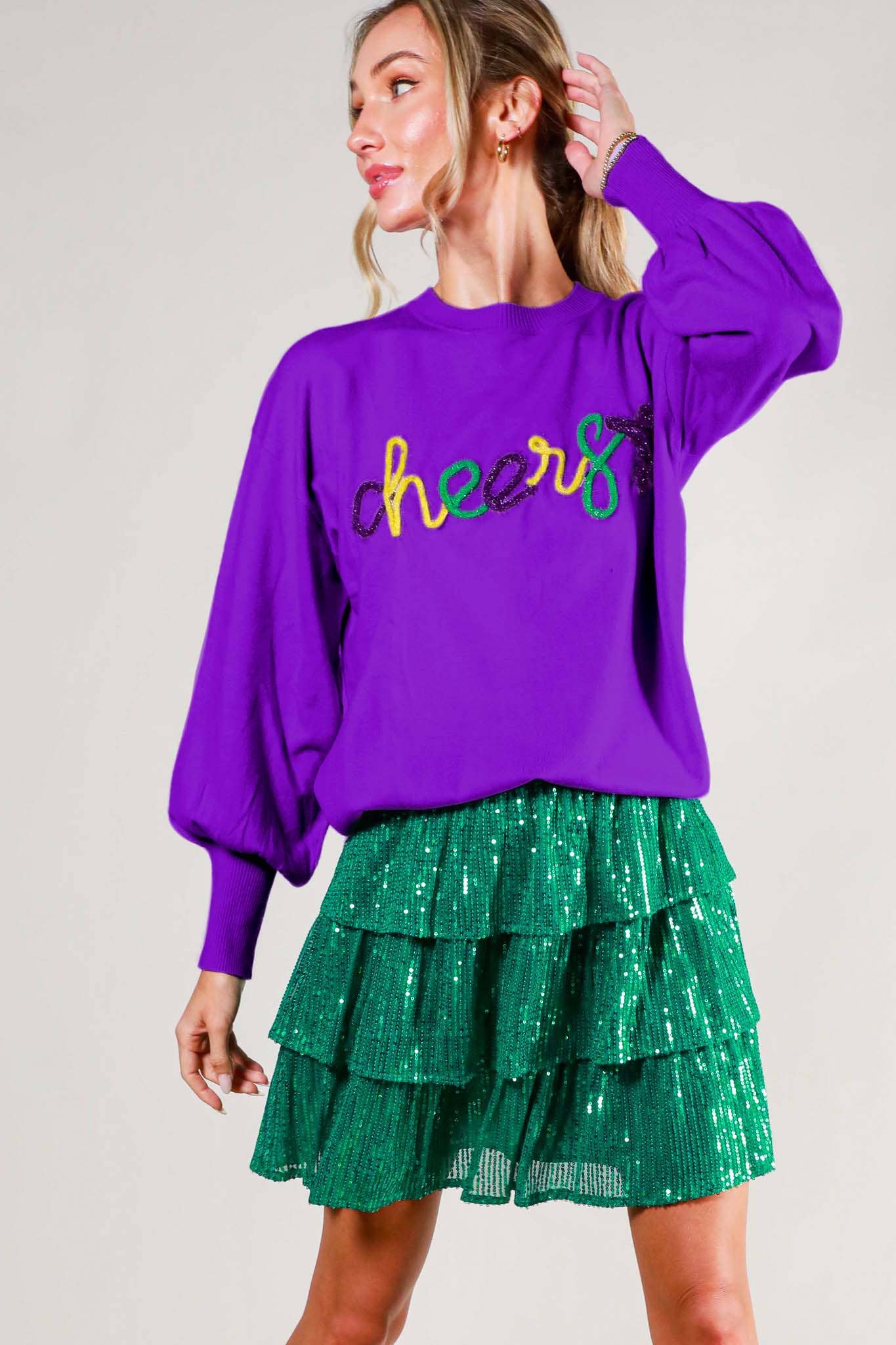 Glitter Letter Detail Sweater Top
