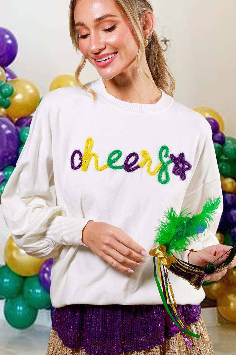 Glitter Letter Detail Sweater Top