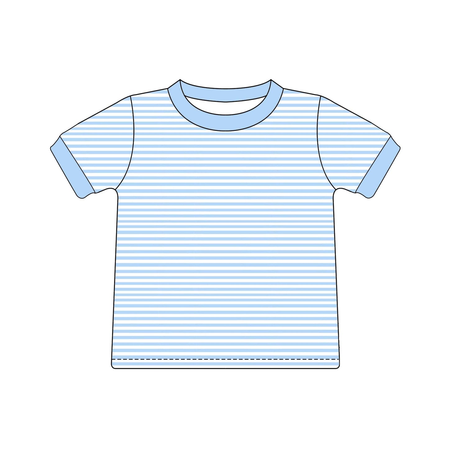 Blue & White Stripe Short Sleeve T Shirt