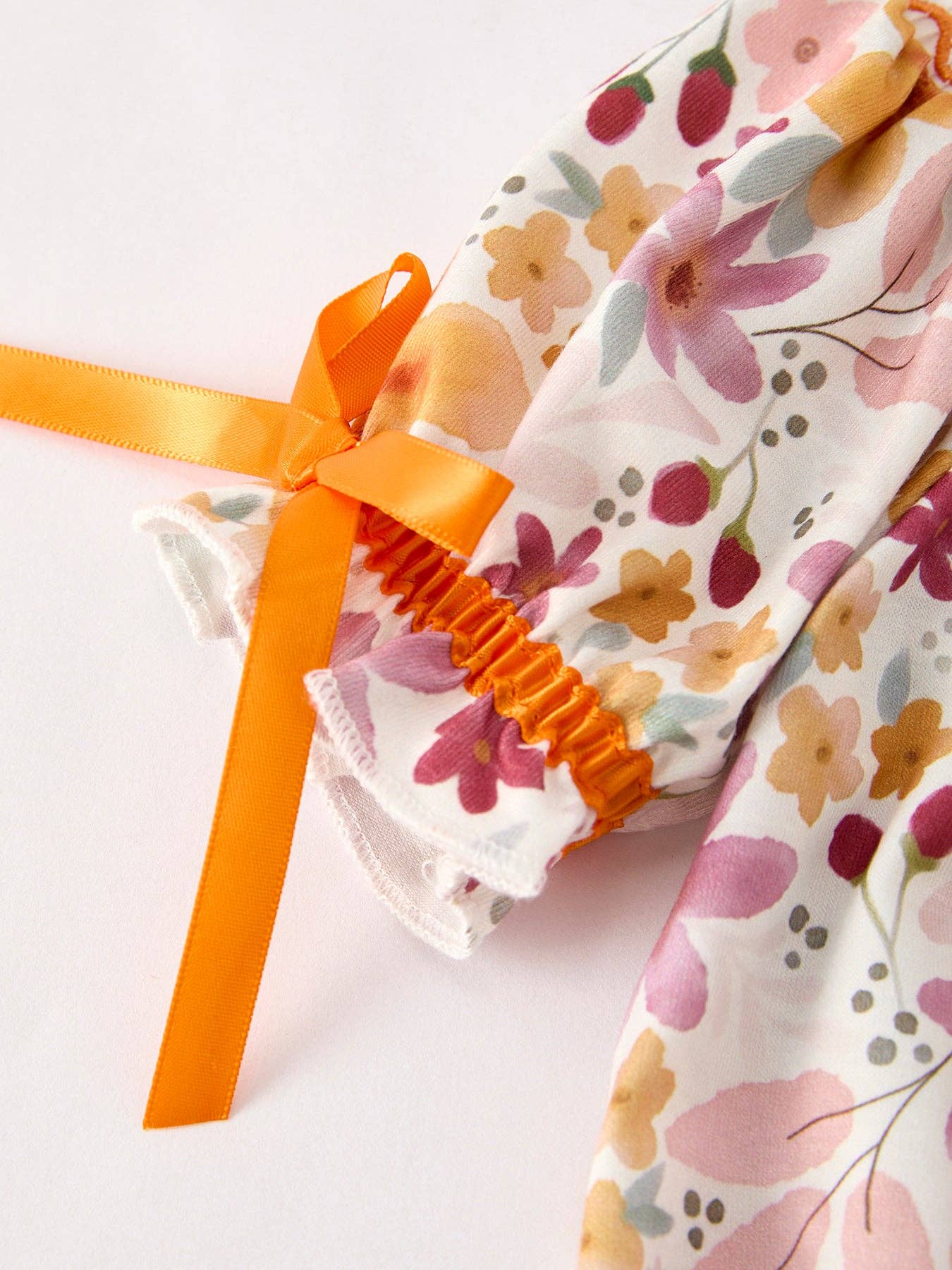 Halloween & Thanksgiving Pumpkin Embroidery Smock Floral Baby Girl Romper