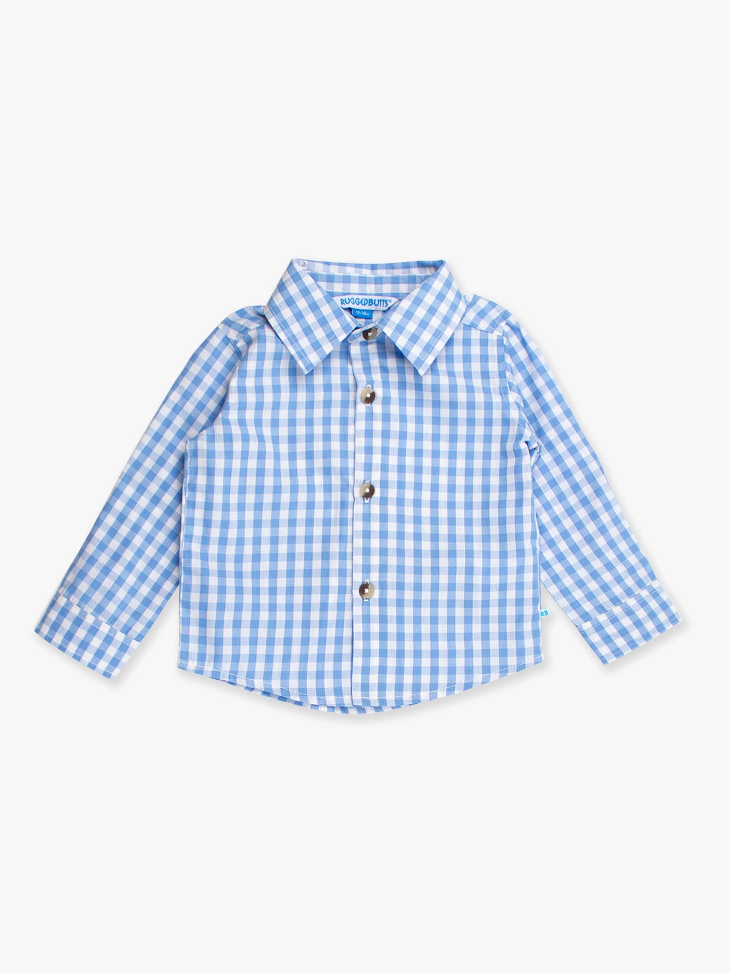 Boys Classic Periwinkle Blue Gingham Long Sleeve Button Down