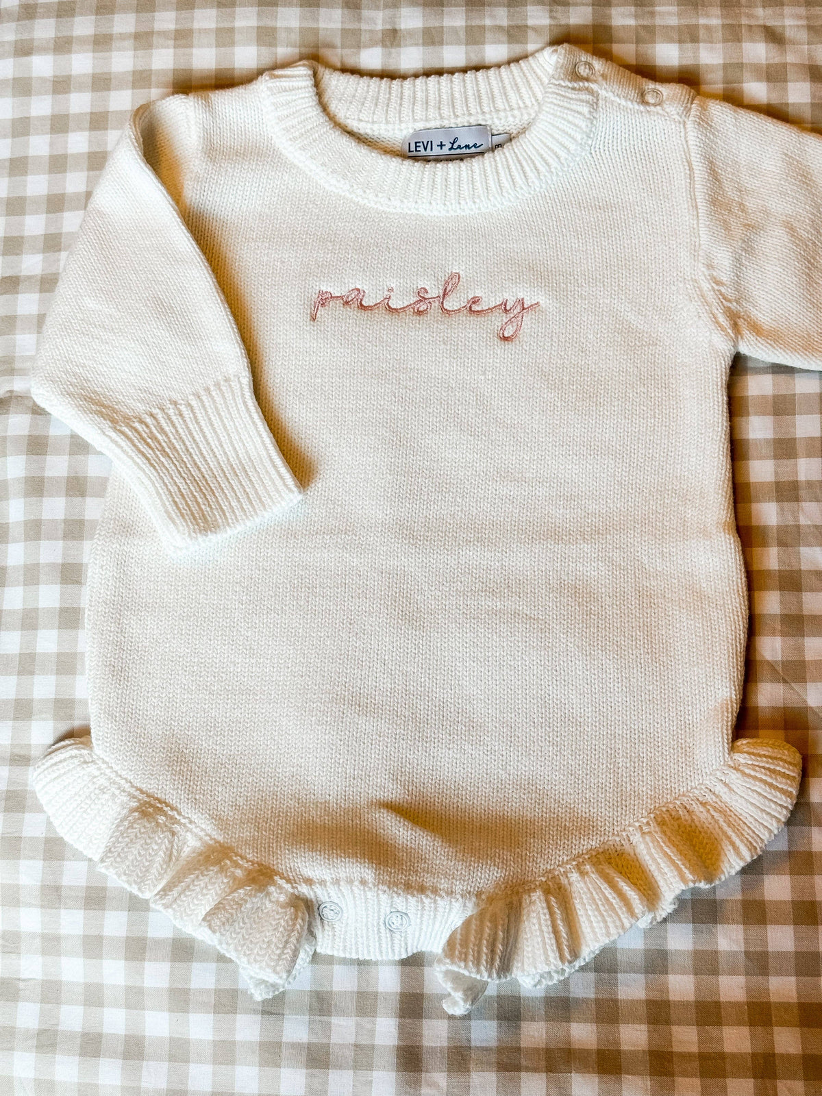 Long Sleeve Knit Ruffle Romper - True-To-Size Fit