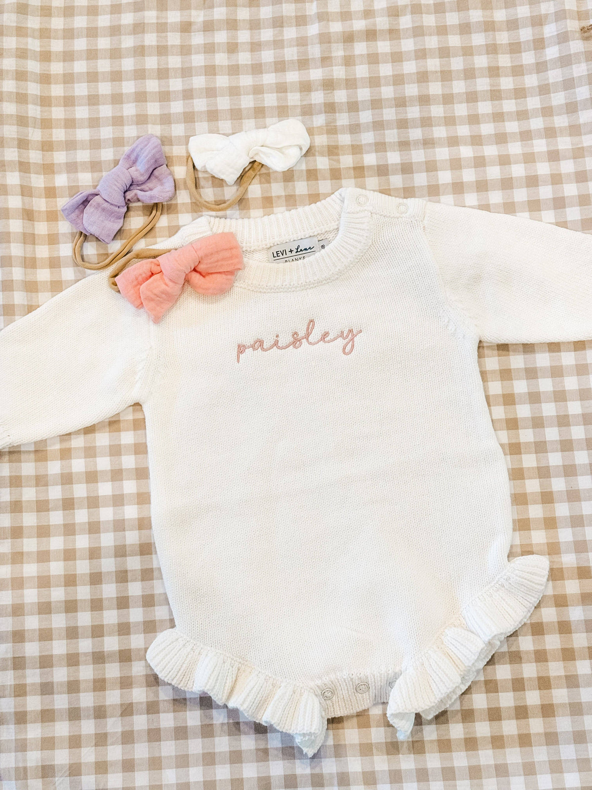 Long Sleeve Knit Ruffle Romper - True-To-Size Fit