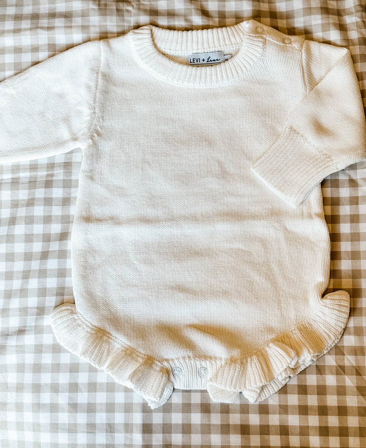 Long Sleeve Knit Ruffle Romper - True-To-Size Fit
