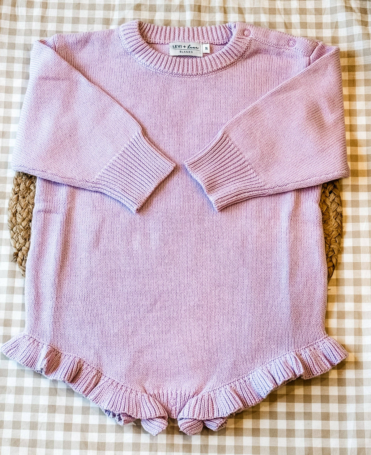 Long Sleeve Knit Ruffle Romper - True-To-Size Fit