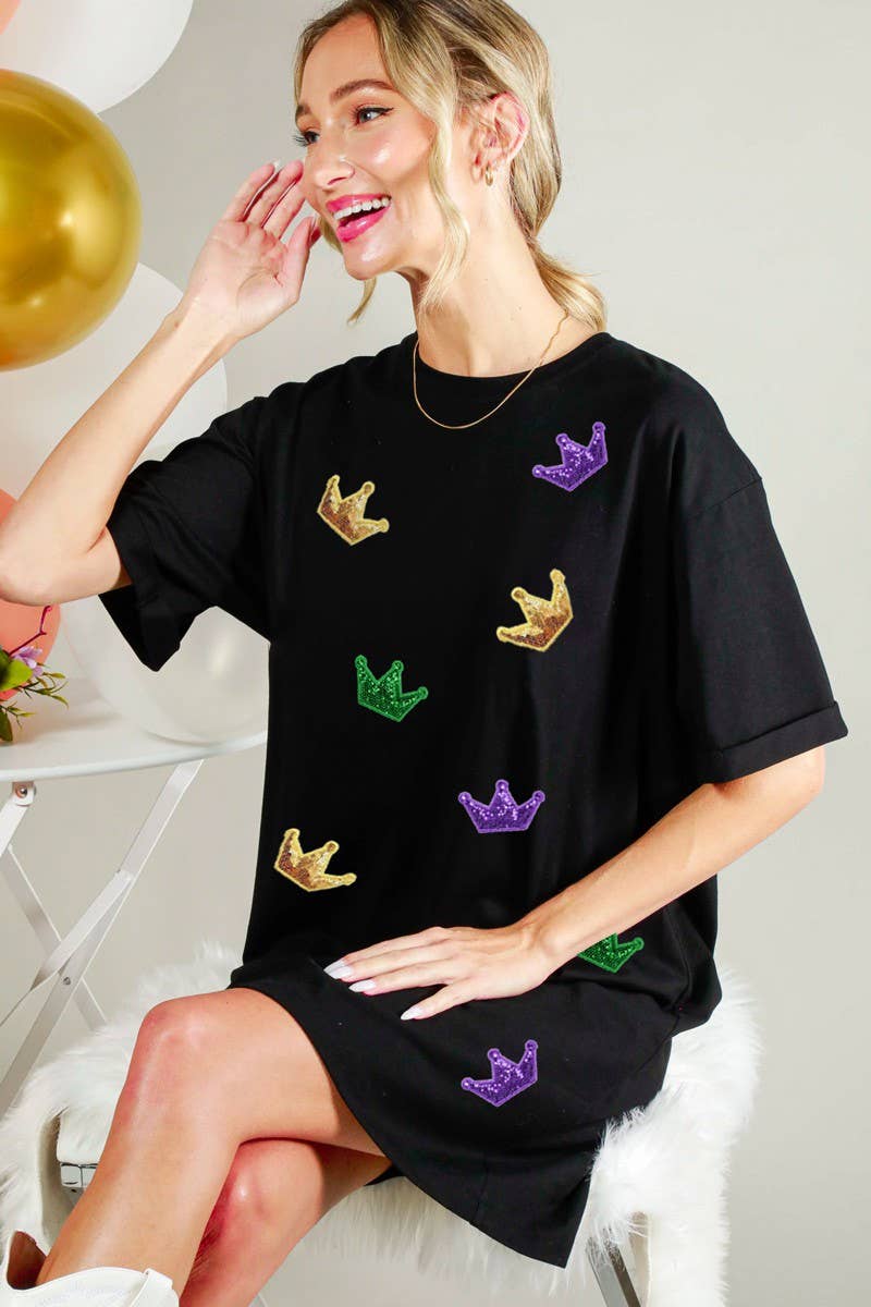 Mardi Gras Crown Sequin Detail Dress