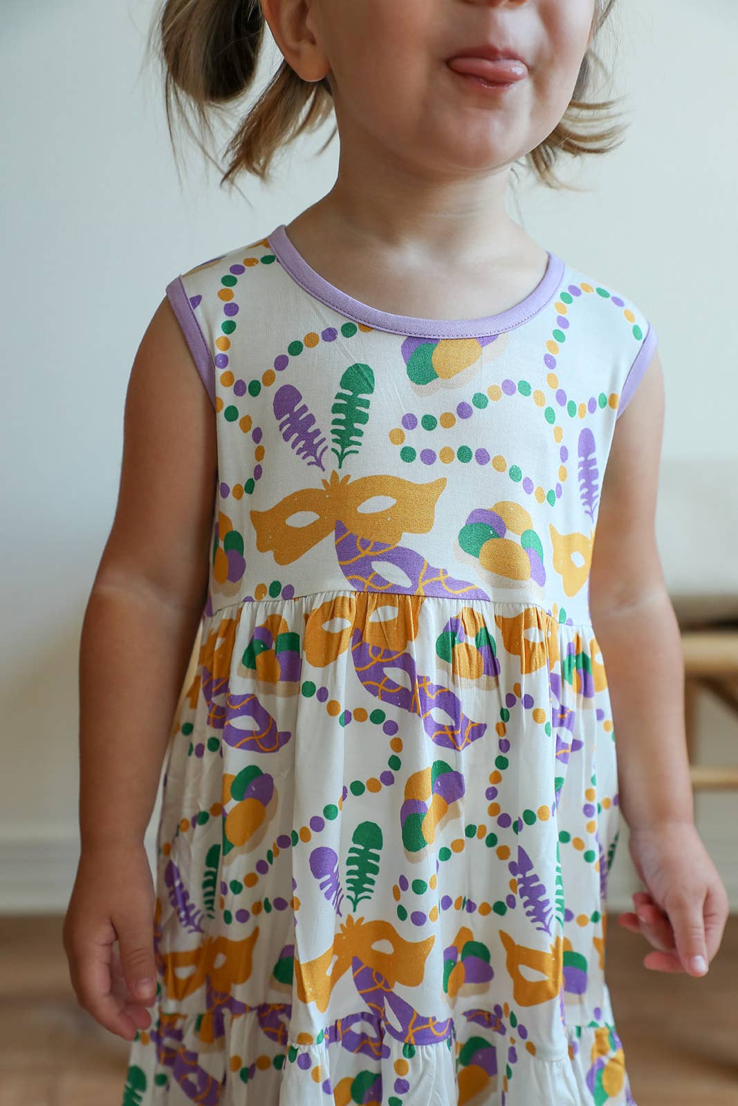 Mardi Gras Bamboo Tiered Twirl Dress - with Pockets