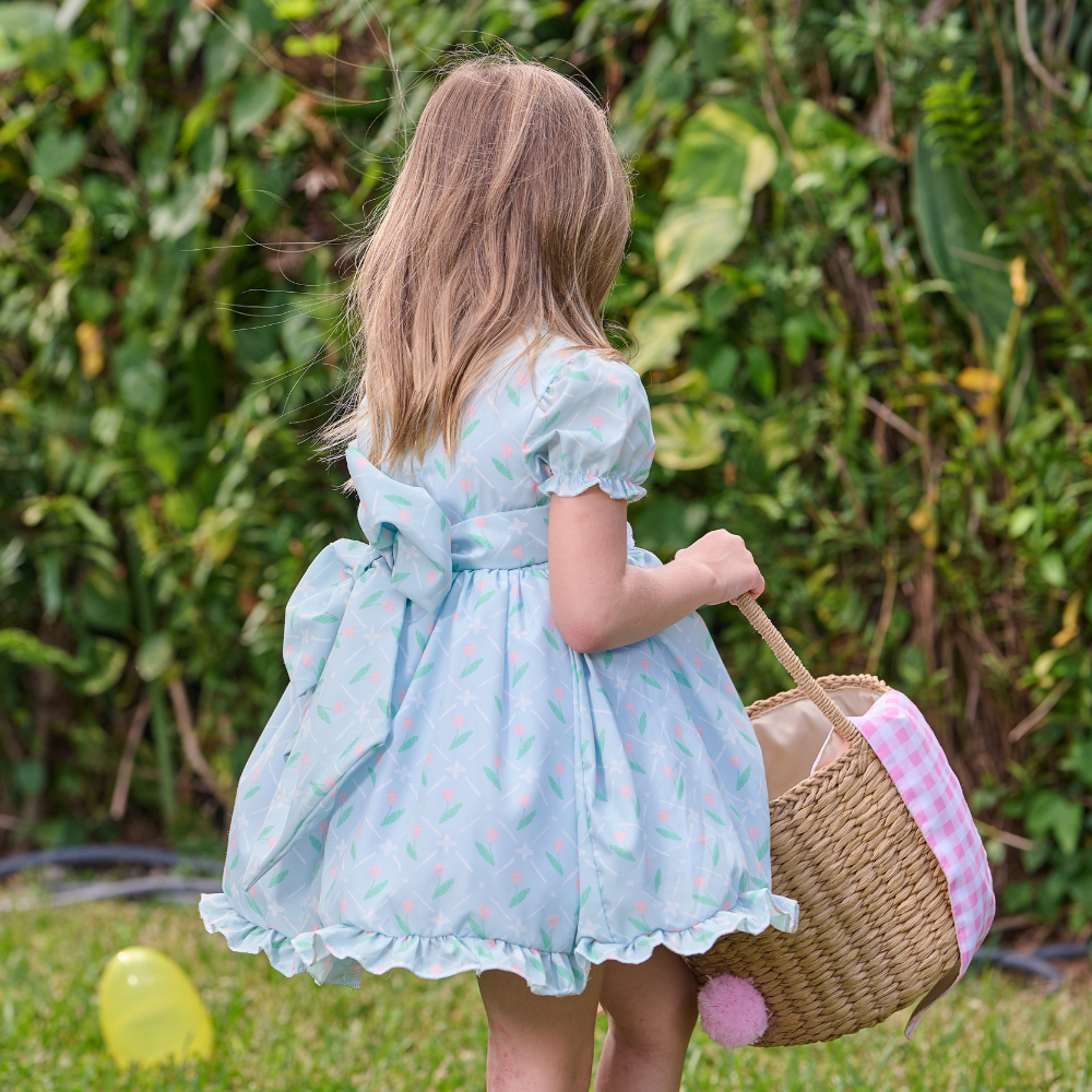 Gingham Kids Easter Basket - Easter Bunny Ears