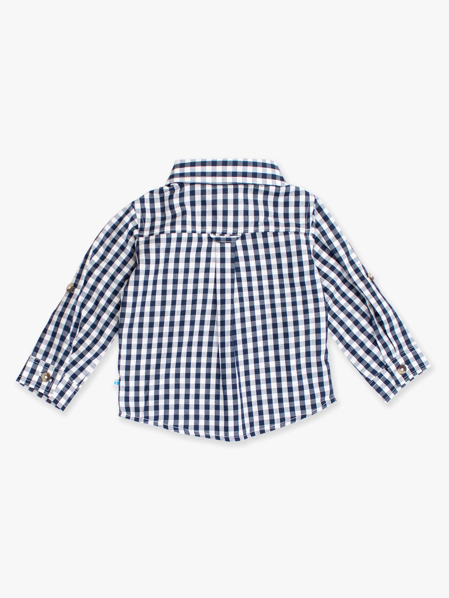 Boys Classic Dark Navy Gingham Long Sleeve Button Down