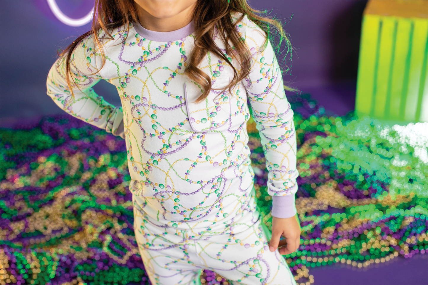 Just Here for the Beads Organic Cotton Mardi Gras Pajama Set