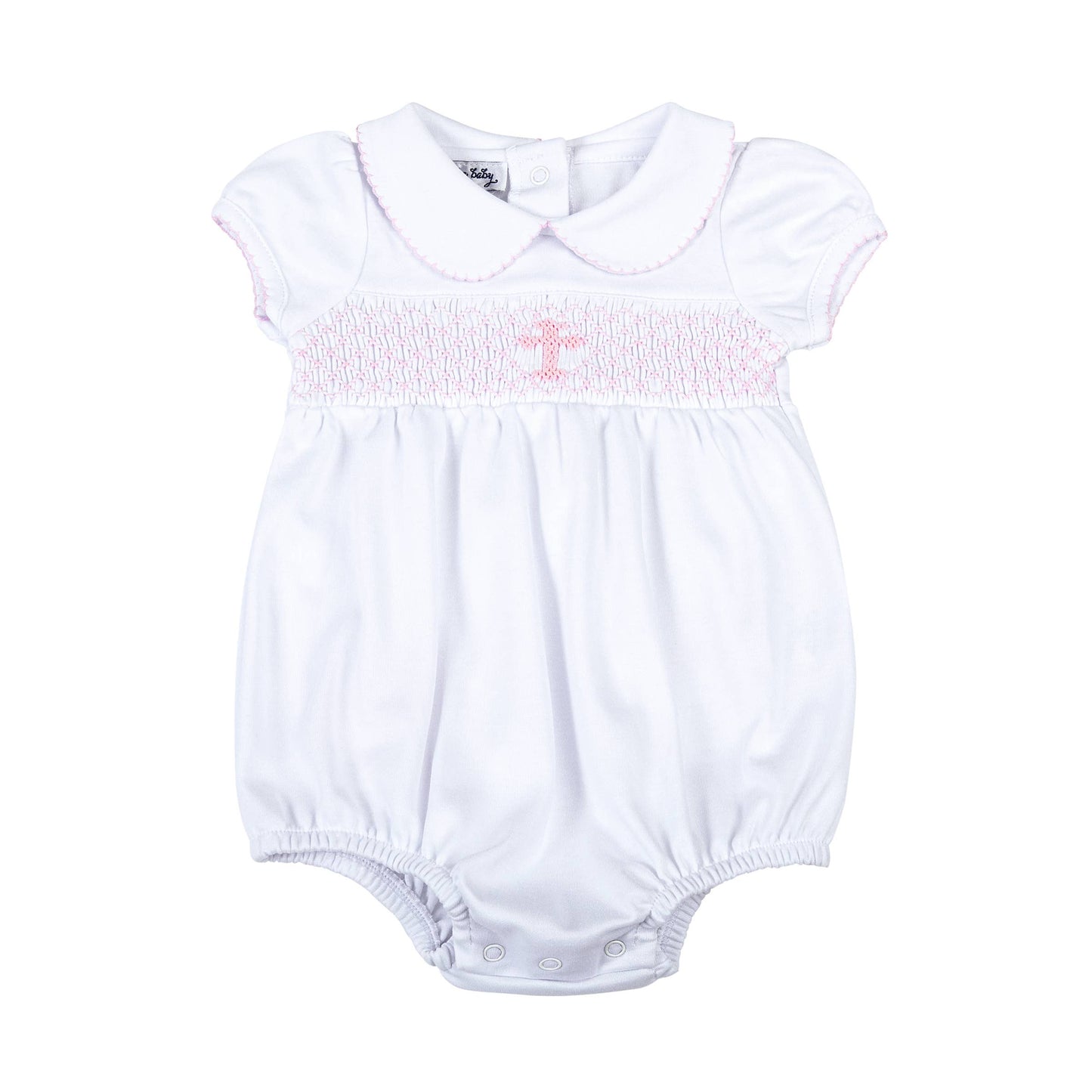 Blessed Smocked Collared S/S Bubble - Pink