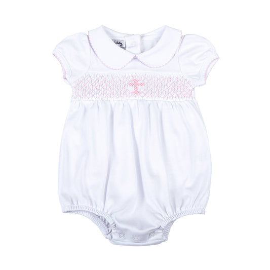 Blessed Smocked Collared S/S Bubble - Pink