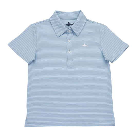 Banks Boys SS Polo Light Blue/White Stripe 
