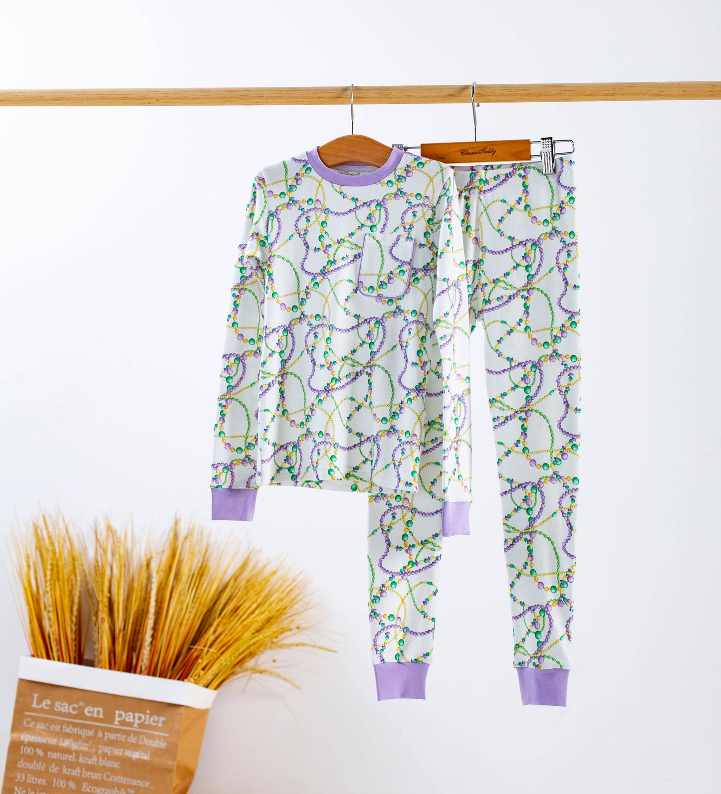 Just Here for the Beads Organic Cotton Mardi Gras Pajama Set