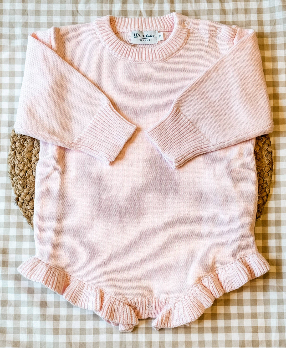 Long Sleeve Knit Ruffle Romper - True-To-Size Fit