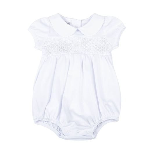 Blessed Smocked Collared S/S Unisex Bubble - White