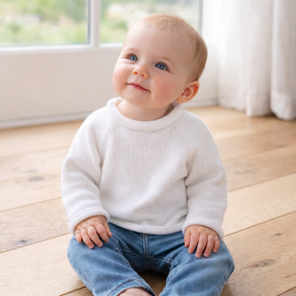 Essentials Knits White Raglan Sweater