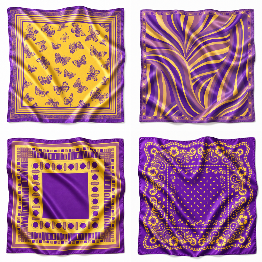 32" Purple & Gold Gameday Bandana Scarf (4 PRINTS)