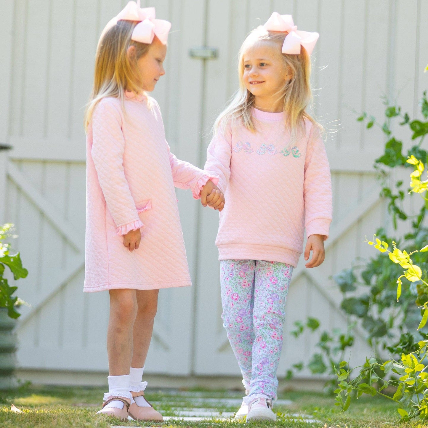 Girls Quilted Dress - Ballet Pink