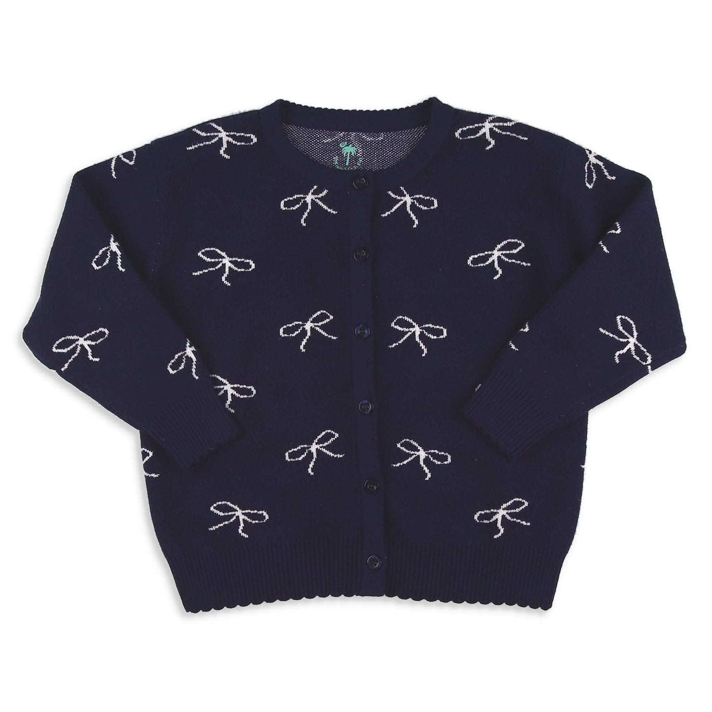 Girls Bow Sweater - Navy