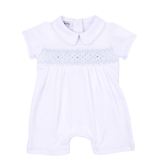 Lily and Lucas Blue Smocked Collared Short Playsuit