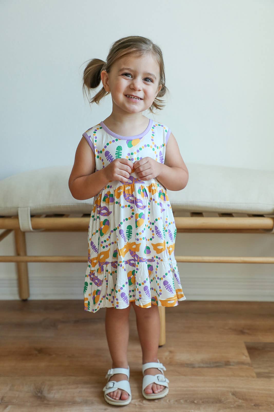 Mardi Gras Bamboo Tiered Twirl Dress - with Pockets