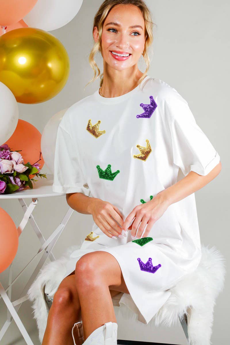 Mardi Gras Crown Sequin Detail Dress