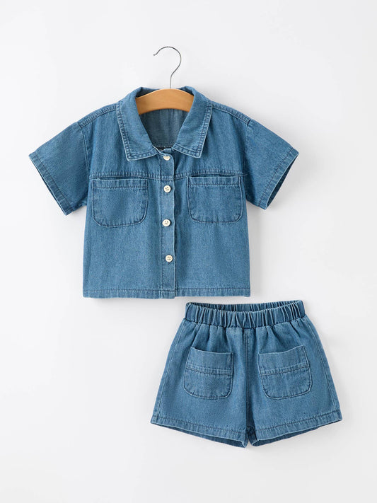 Baby Denim Shirt & Shorts Summer Set