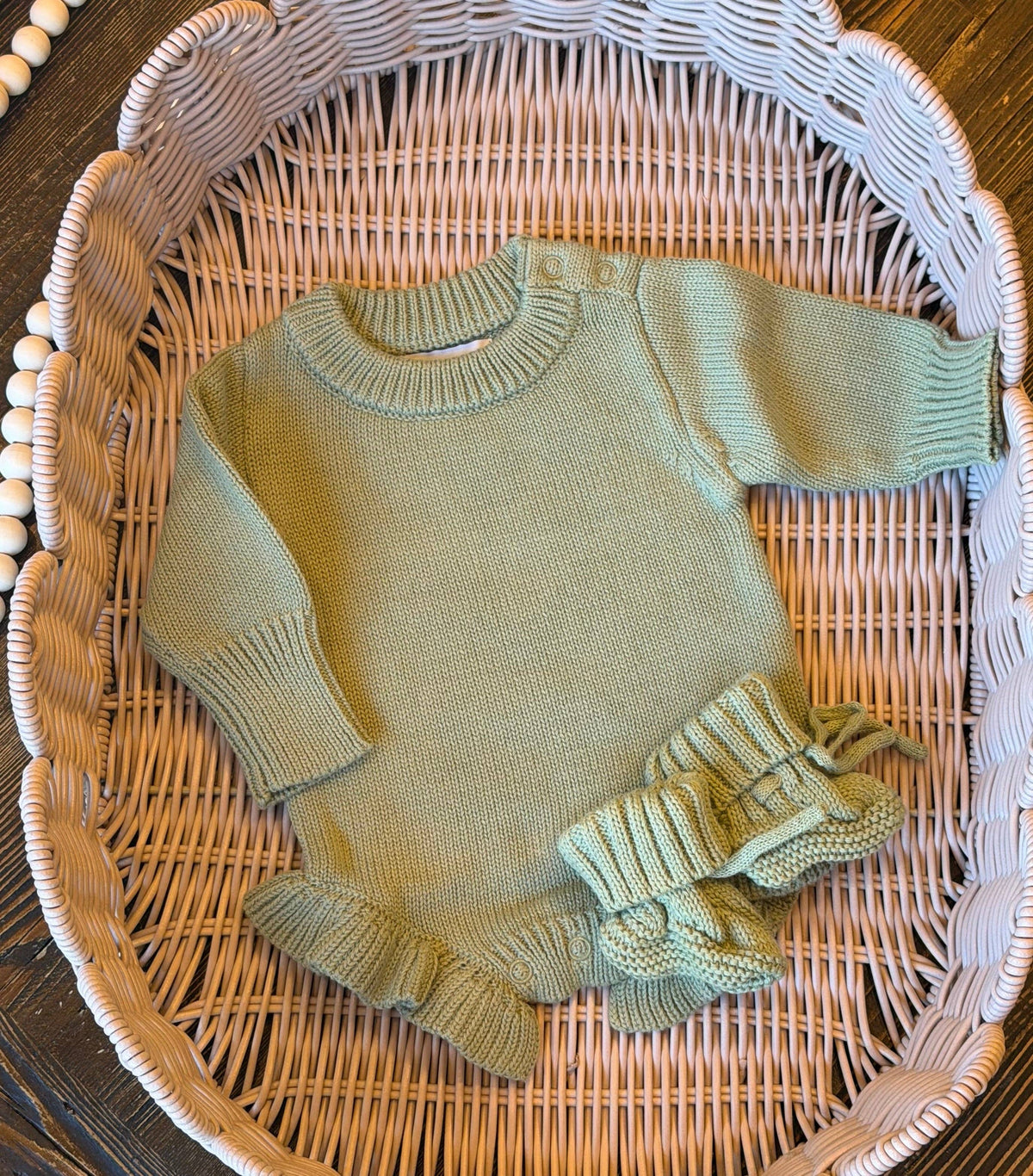 Long Sleeve Knit Ruffle Romper - True-To-Size Fit