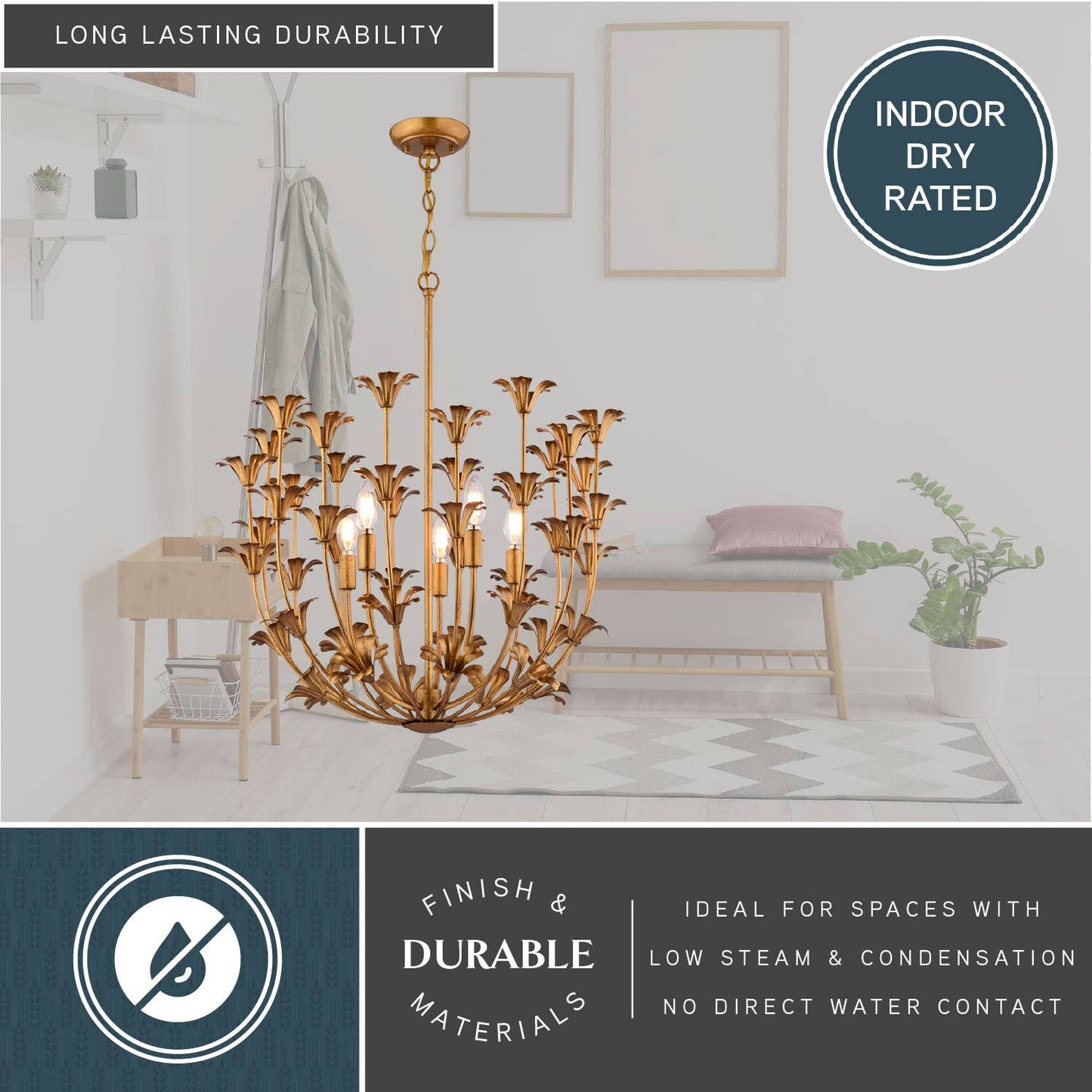 Gold Chic Pendant Light, Kitchen Island, 23.5 in
