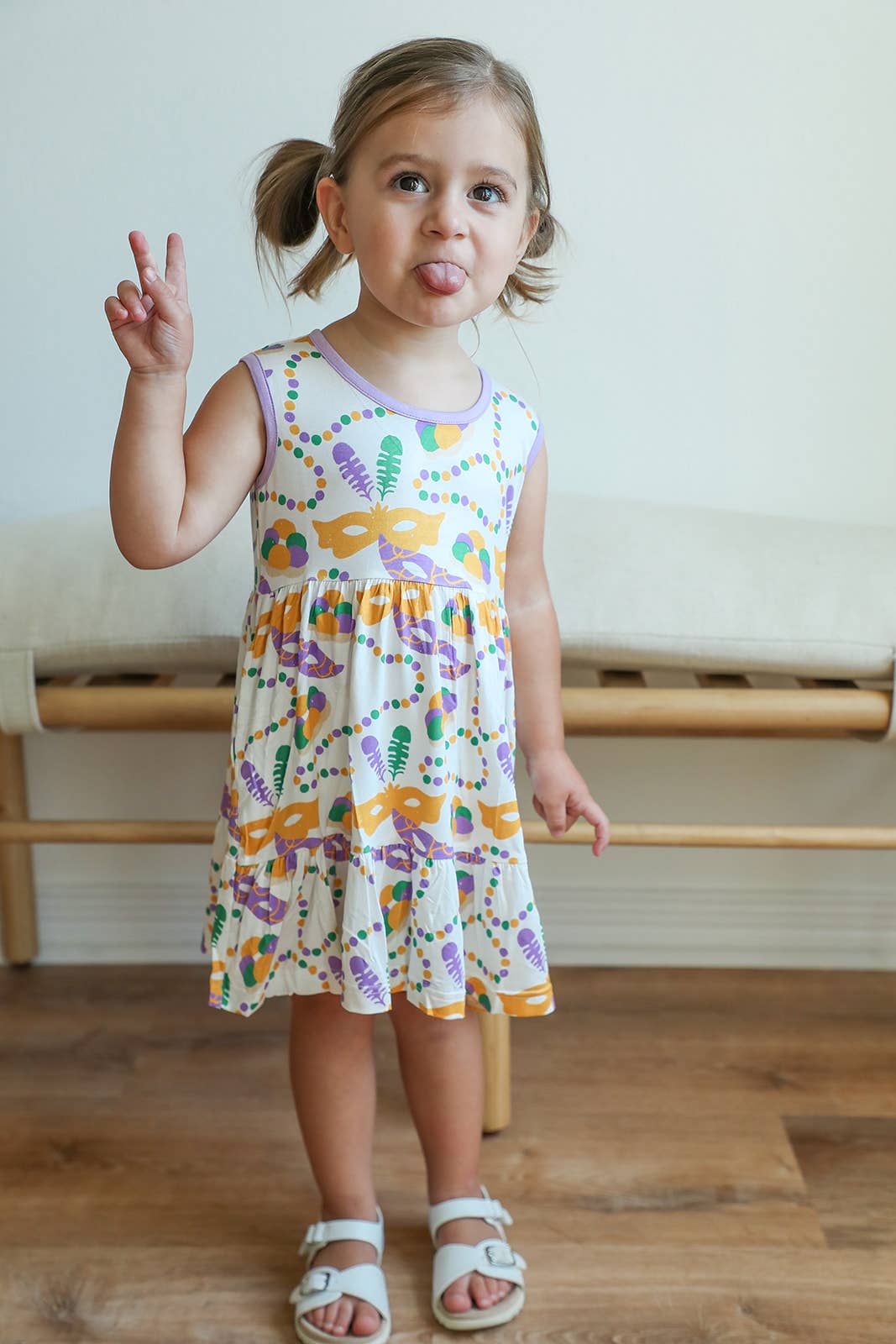 Mardi Gras Bamboo Tiered Twirl Dress - with Pockets