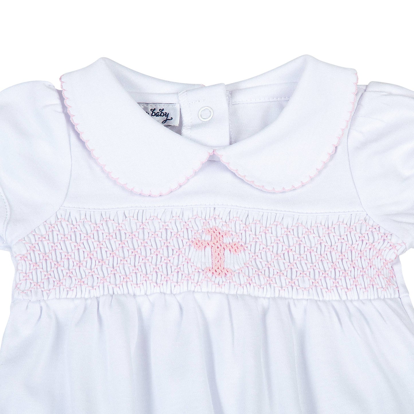 Blessed Smocked Collared S/S Bubble - Pink
