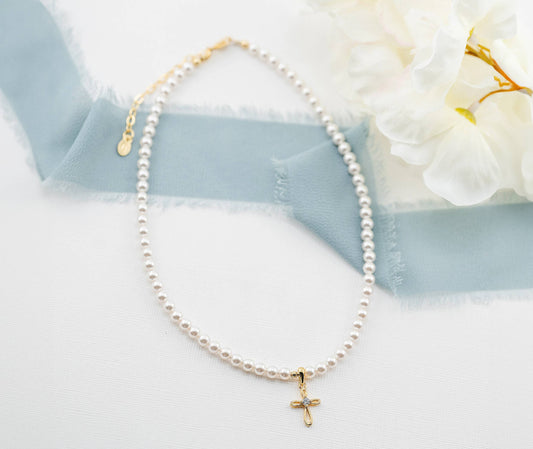Girls 14K Gold Plated First Communion Kids Cross Necklace