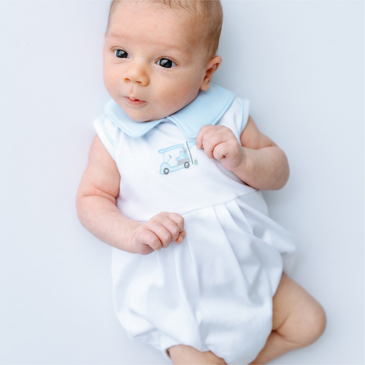 Little Golfer Collared Bubble - Light Blue