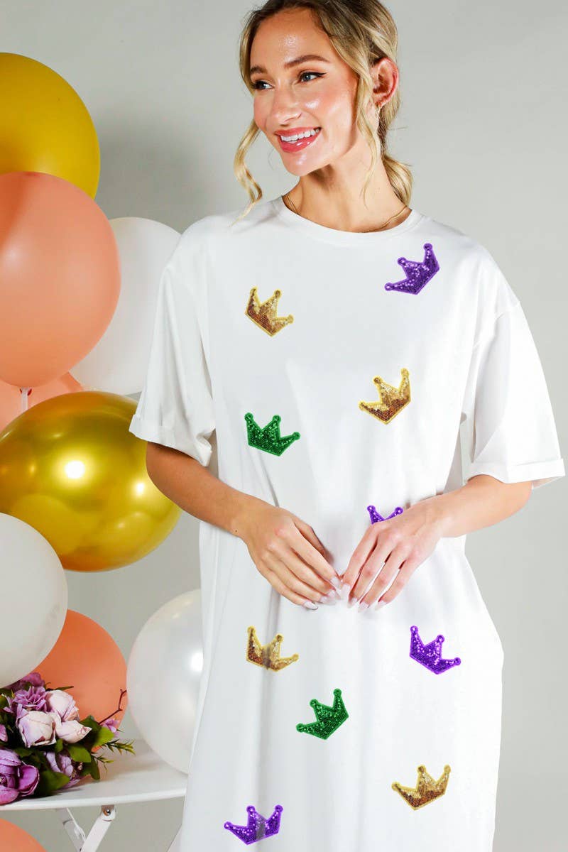 Mardi Gras Crown Sequin Detail Dress