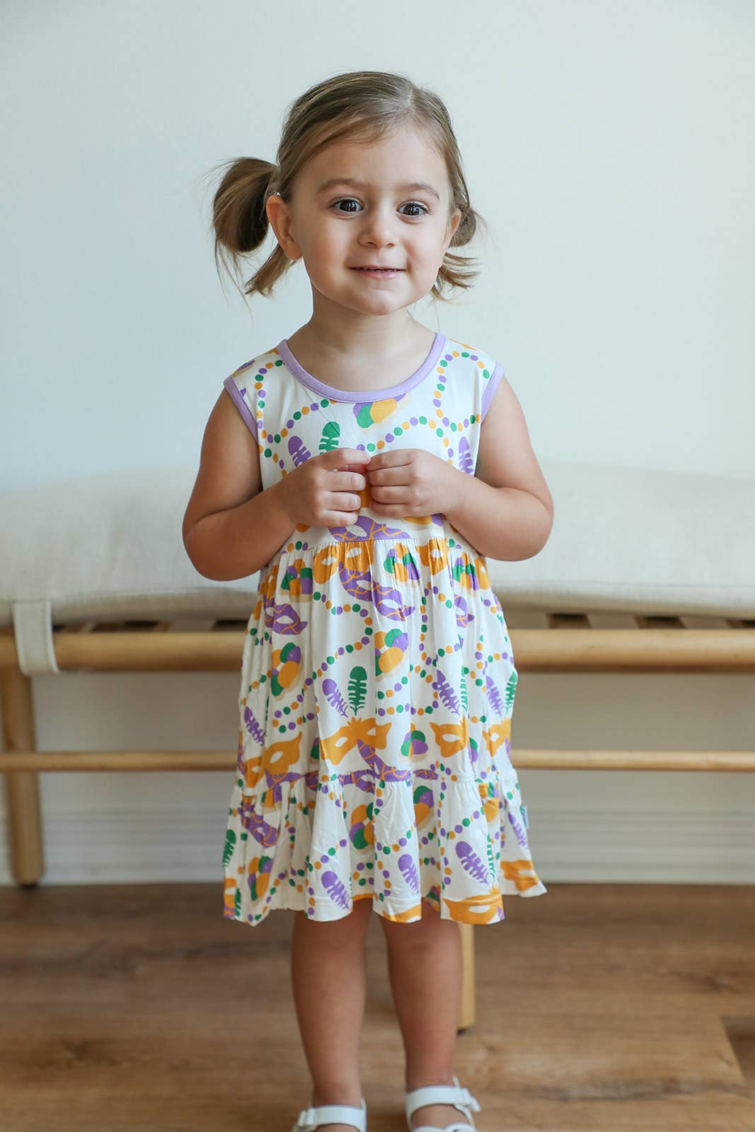 Mardi Gras Bamboo Tiered Twirl Dress - with Pockets