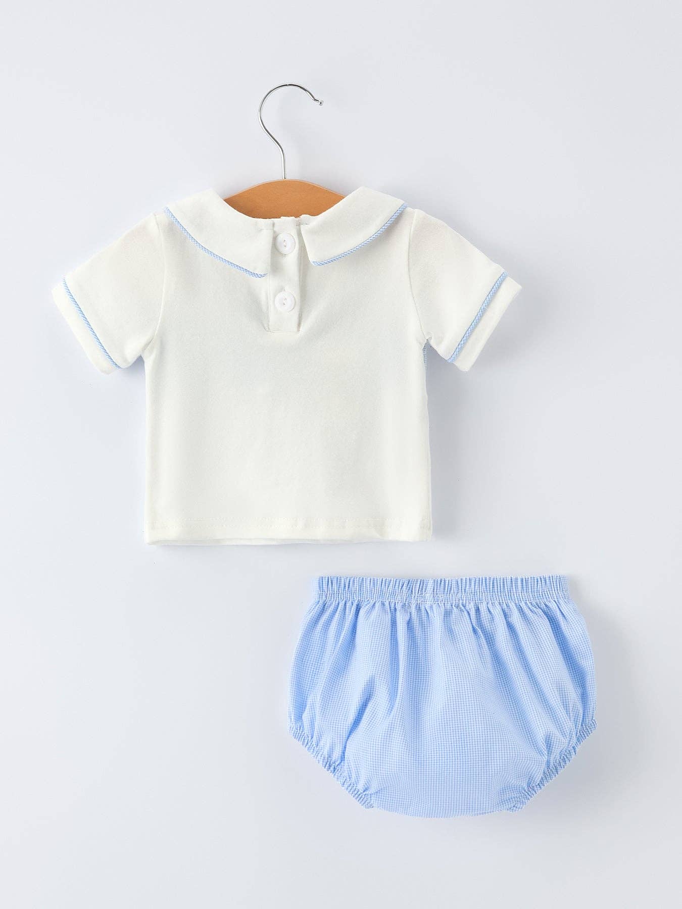 Blue Smocked Baby Boy Bloomer Set