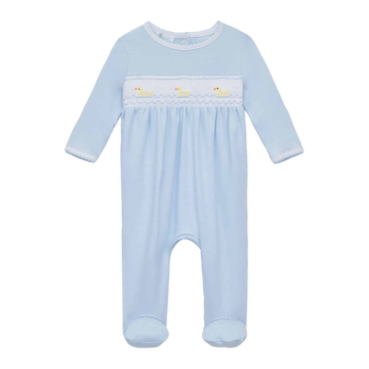 Little Ducklings Classics Smocked Footie - Light Blue