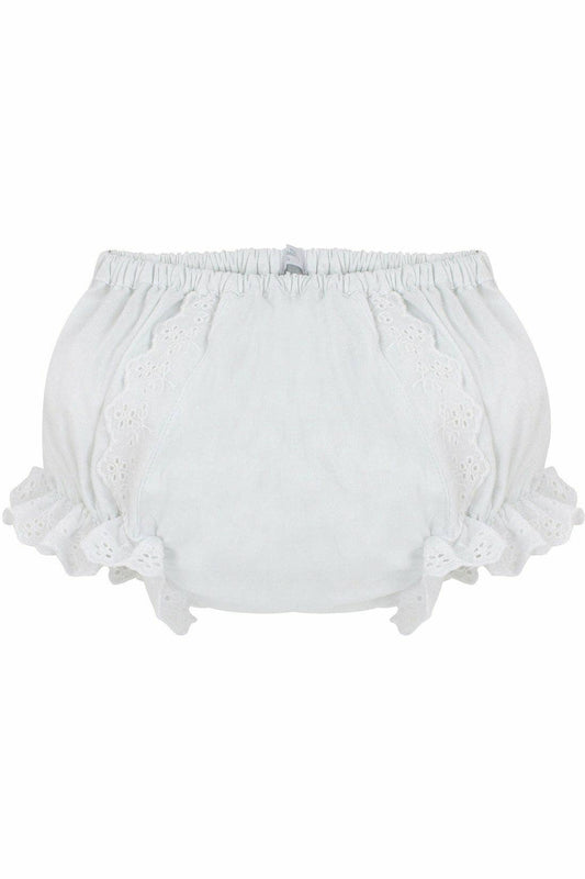 Baby Girls Cotton Diaper Covers - Ruffled White Flowers