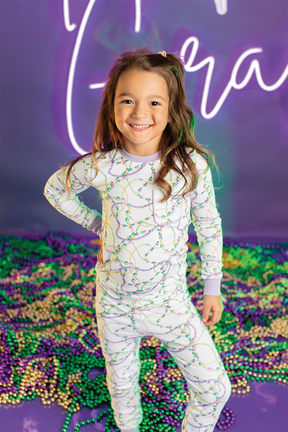 Just Here for the Beads Organic Cotton Mardi Gras Pajama Set