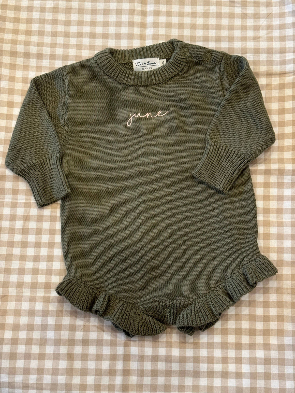 Long Sleeve Knit Ruffle Romper - True-To-Size Fit